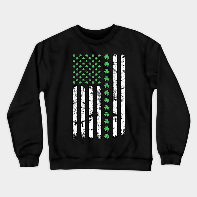 St Patricks Day Shamrock American Flag Crewneck Sweatshirt by freakys